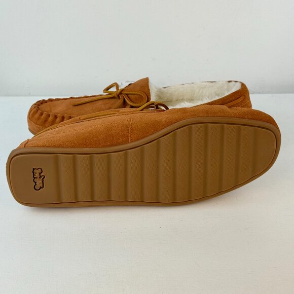 Men\'s Size 10D Coach Slipper Fleece Shearling Khaki Moccasin - CC743